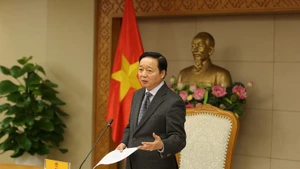 陈红河副总理在会议上发表指导性讲话。（图片来源：越通社）