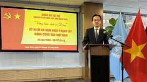 越南常驻联合国代表团团长杜雄越大使在活动上发表讲话。（图片来源：越通社）