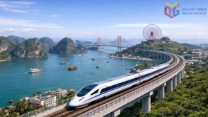 河内-广宁高速铁路项目效果图。（图片来源：baoquangninh.vn）