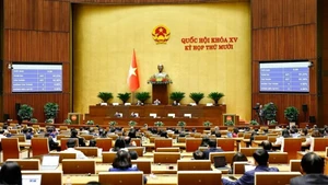 越南第十五届国会第十次会议场景。（图片来源：越通社）