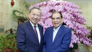 越共中央总书记苏林和前越共中央总书记农德孟。