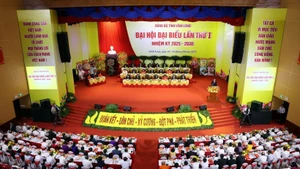越共永隆省第一次代表大会（2025—2030年任期）场景。（图片来源：越通社）