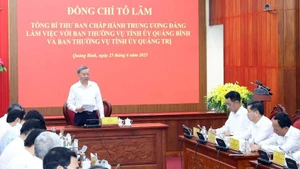 越共中央总书记苏林主持会议。（图片来源：越通社）