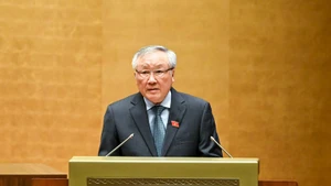 政府常务副总理阮和平发表讲话。