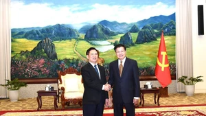 越南政府副总理胡德福和老挝政府总理宋赛·西潘敦。（图片来源：baochinhphu.vn）