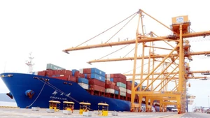 运载第200万个集装箱的船停靠海防港。（图片来源：越通社）