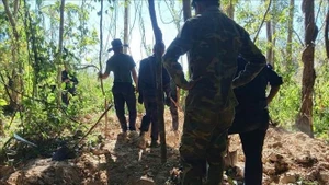 K53工作队在老挝搜寻越南烈士遗骸。（图片来源：越通社）