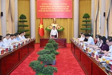 越南国家主席梁强在主席府主持召开与兴安省、太平省省委常委会的工作会议。