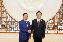 越南政府副总理陈红河会见了中共中央委员、云南省人民政府省长王予波。(图片来源:越通社)