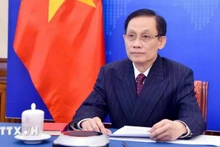 越南外交部长黎怀忠与韩国外交部长赵显通电话。（图片来源：越通社）