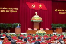 越共十四届二中全会闭幕。（登科 摄）