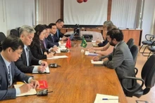 中央战略政策委员会副主任阮德显与巴西外交部的巴西合作署举行会谈。（图片来源：越通社）