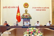 国会主席陈青敏在会上发表讲话。（图片来源：越通社）