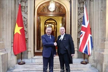 越共中央总书记苏林会见英国下议院议长林赛·霍伊尔。(图片来源:越通社)