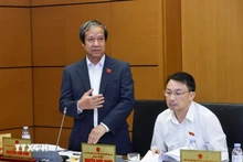 教育与培训部长阮金山在会上发表讲话。（图片来源：越通社）