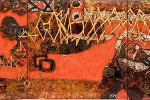 威尼斯国际艺术双年展上越南展区介绍的绘画作品。