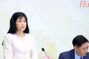 越南国会代表工作委员会副主任、国家选举委员会常务办公室副主任谢氏安发表讲话。（图片来源：越通社）