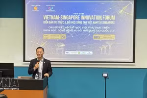 越南驻新加坡大使陈福英在论坛上发言。（图片来源：越通社）