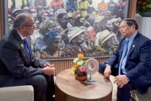 越南政府总理范明正11月22日会见世界卫生组织总干事谭德塞·阿达诺姆。