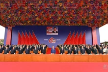 本月21日上午,中共中央总书记习近平在拉萨市布达拉宫广场出席中国西藏自治区成立60周年庆祝大会,图片来源:新华社