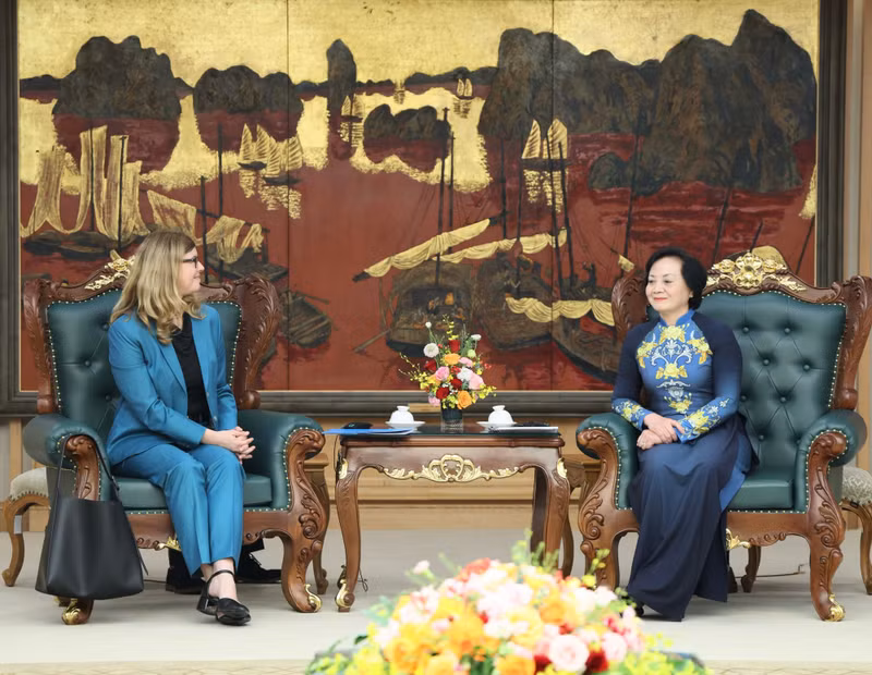 政府副总理范氏青茶会见联合国儿童基金会驻越南首席代表席尔维亚·达奈洛夫。（图片来源：VGP）