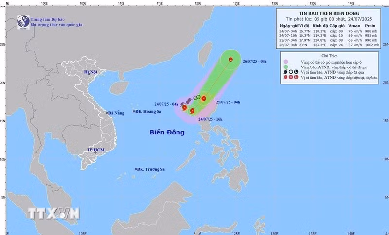 7月24日天气预报：第4号台风向东南偏南方向移动 5省面临山洪和山体滑坡风险