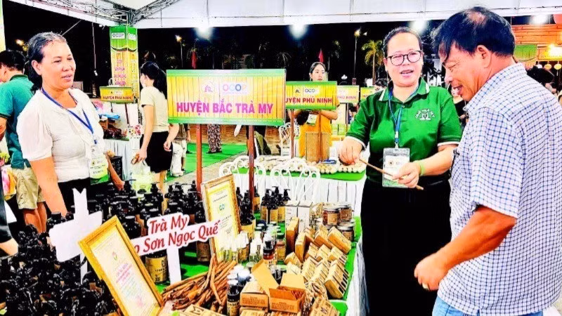 茶眉明福肉桂合作社代表介绍产品。