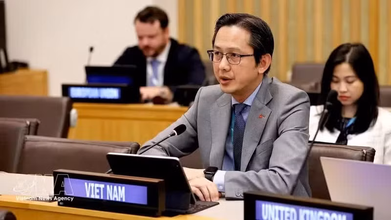 越南常驻联合国代表团团长杜雄越大使出席联合国妇女署执行局年会。（图片来源：越通社）