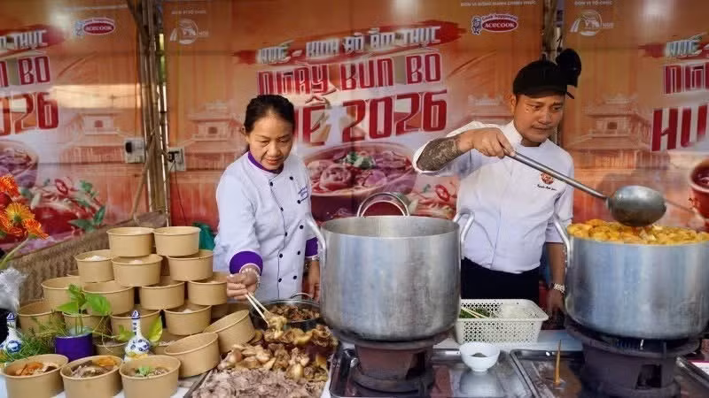 顺化牛肉米线的展位。