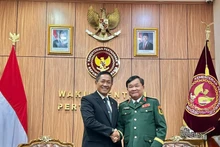 越南国防部副部长黄春战上将会见印尼国防副部长唐尼·埃尔马万·陶凡托。(图片来源:越通社)