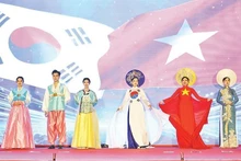 越南和韩国传统服饰表演。