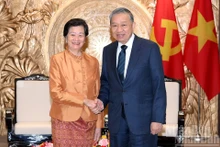 苏林总书记会见柬埔寨王国驻越南大使谢金塔。