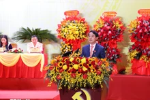 庆和省省委书记严春成在大会上发表讲话。（图片来源：越通社）