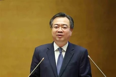 越共中央委员、中央政策与战略部长阮青毅在会上作报告。（图片来源：越通社）