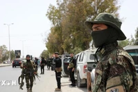 叙利亚安全部队在首都大马士革西南的阿什拉菲亚特萨纳亚镇站岗。（图片来源：新华社/越通社）