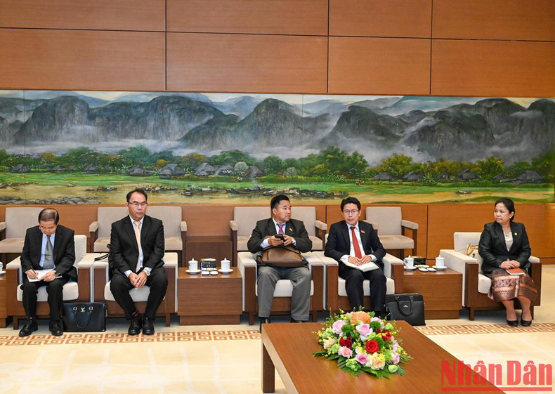 出席会见的老挝人民革命党中央组织部代表团。 出席会见的老挝人民革命党中央组织部代表团。