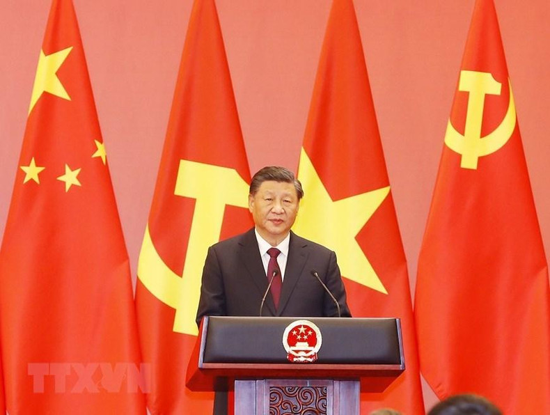 中共中央总书记、中国国家主席习近平发表讲话。(图片来源:越通社) 中共中央总书记、中国国家主席习近平发表讲话。(图片来源:越通社)