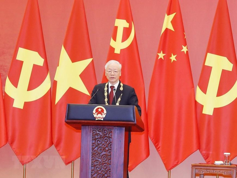 越共中央总书记阮富仲发表讲话。(图片来源:越通社) 越共中央总书记阮富仲发表讲话。(图片来源:越通社)