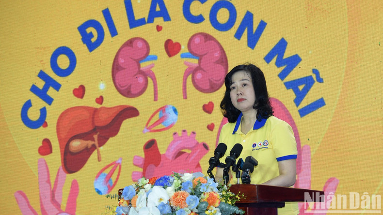 越南卫生部长陶红兰发表讲话。