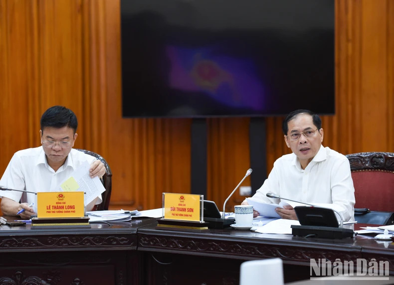 越南政府副总理、外交部长裴青山发表讲话。