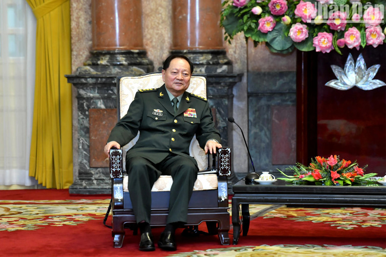中共中央军委副主席张又侠发表讲话。 中共中央军委副主席张又侠发表讲话。