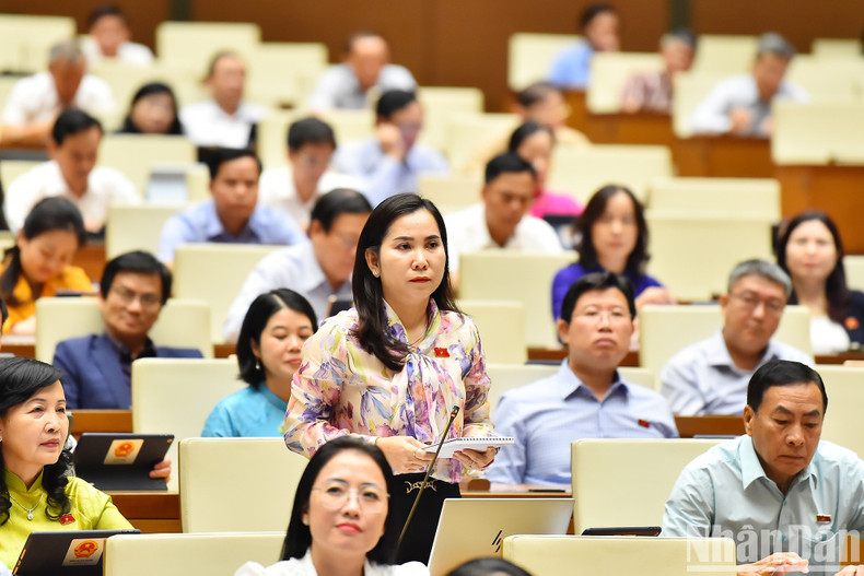 薄辽省国会代表黎氏玉玲提出质询问题。 薄辽省国会代表黎氏玉玲提出质询问题。