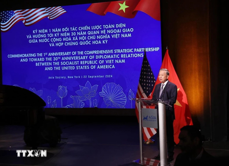 越共中央总书记、国家主席苏林发表讲话。（图片来源：越通社）