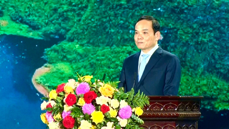 越南政府副总理陈流光在活动上发言。 越南政府副总理陈流光在活动上发言。