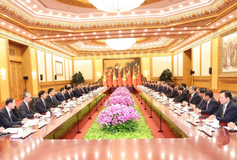 会谈场景。(图片来源:越通社) 会谈场景。(图片来源:越通社)