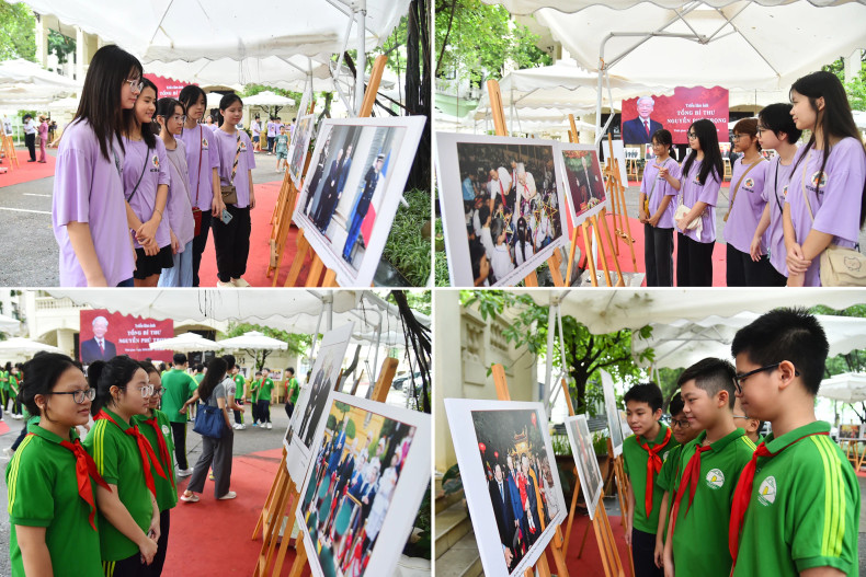 8月24日河内市许多学生前来参观展览。 8月24日河内市许多学生前来参观展览。