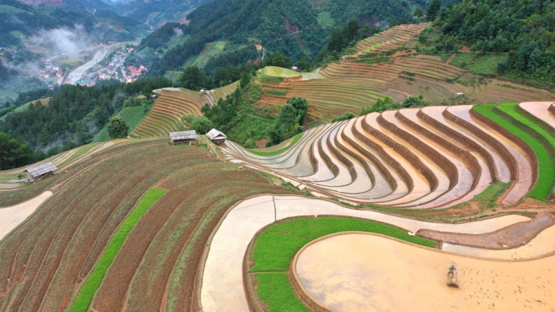 安沛省赫蒙族同胞的梯田拥有数百年的历史。 安沛省赫蒙族同胞的梯田拥有数百年的历史。