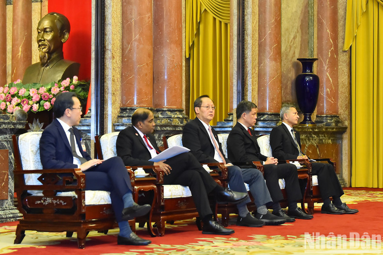 陪同李显龙总理访越的新加坡高级代表团。