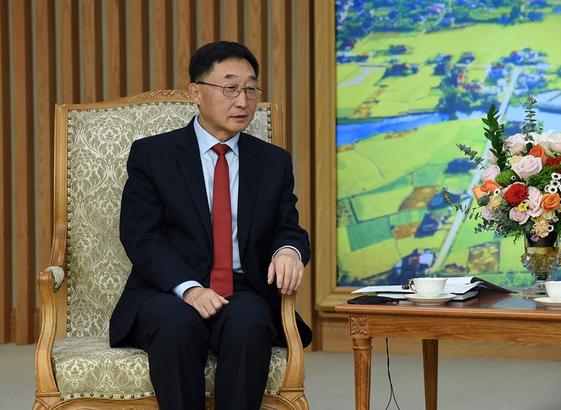 中国广西壮族自治区党委书记刘宁在会见中发表讲话。