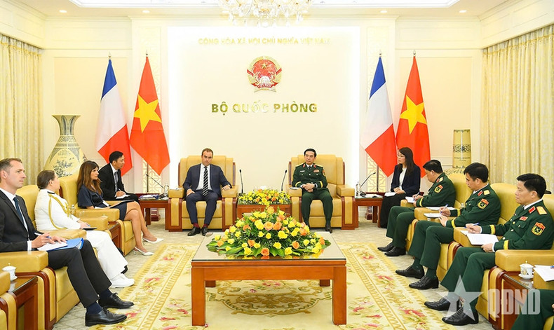 越南国防部长潘文江会见法国国防部部长勒科尔尼 ảnh 1 越南国防部长潘文江会见法国国防部部长勒科尔尼 ảnh 1